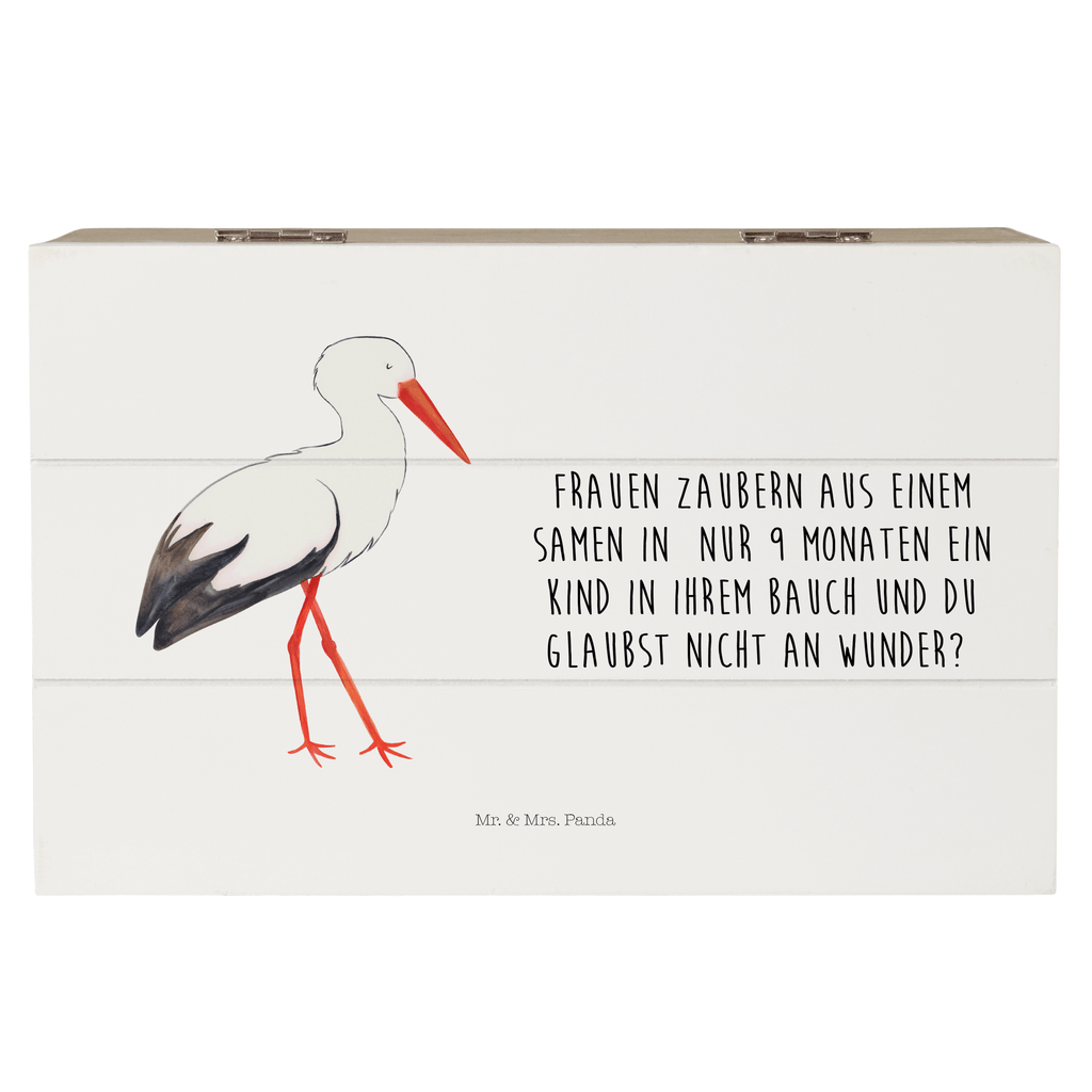Holzkiste Storch Holzkiste, Kiste, Schatzkiste, Truhe, Schatulle, XXL, Erinnerungsbox, Erinnerungskiste, Dekokiste, Aufbewahrungsbox, Tiermotive, Gute Laune, lustige Sprüche, Tiere, Storch, Störche, Schwangerschaft, Geburt, Mutter, Mütter, Mutter werden, Schwanger, Babybauch, Baby