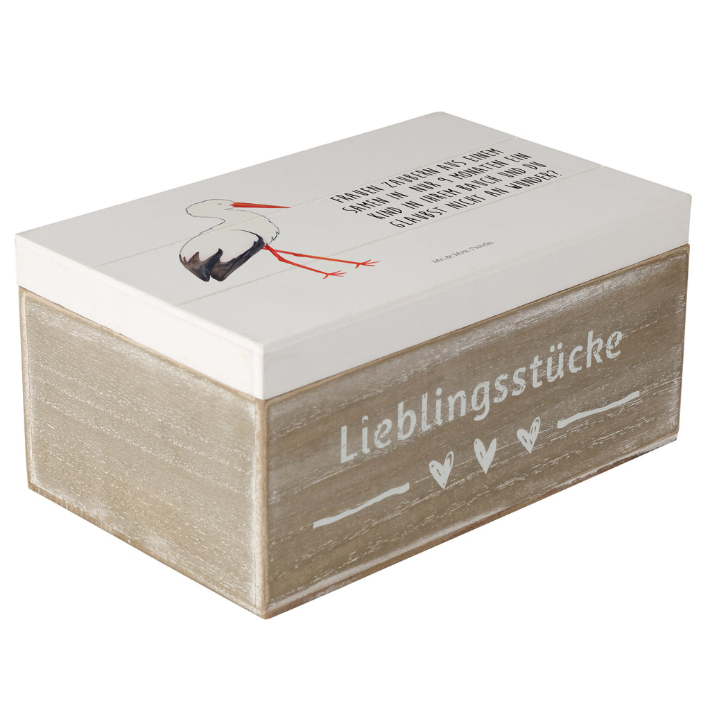 Holzkiste Storch Holzkiste, Kiste, Schatzkiste, Truhe, Schatulle, XXL, Erinnerungsbox, Erinnerungskiste, Dekokiste, Aufbewahrungsbox, Tiermotive, Gute Laune, lustige Sprüche, Tiere, Storch, Störche, Schwangerschaft, Geburt, Mutter, Mütter, Mutter werden, Schwanger, Babybauch, Baby