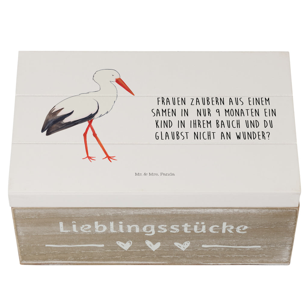 Holzkiste Storch Holzkiste, Kiste, Schatzkiste, Truhe, Schatulle, XXL, Erinnerungsbox, Erinnerungskiste, Dekokiste, Aufbewahrungsbox, Tiermotive, Gute Laune, lustige Sprüche, Tiere, Storch, Störche, Schwangerschaft, Geburt, Mutter, Mütter, Mutter werden, Schwanger, Babybauch, Baby