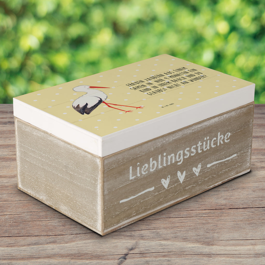 Holzkiste Storch Holzkiste, Kiste, Schatzkiste, Truhe, Schatulle, XXL, Erinnerungsbox, Erinnerungskiste, Dekokiste, Aufbewahrungsbox, Tiermotive, Gute Laune, lustige Sprüche, Tiere, Storch, Störche, Schwangerschaft, Geburt, Mutter, Mütter, Mutter werden, Schwanger, Babybauch, Baby