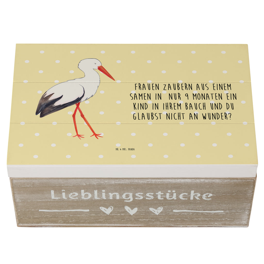 Holzkiste Storch Holzkiste, Kiste, Schatzkiste, Truhe, Schatulle, XXL, Erinnerungsbox, Erinnerungskiste, Dekokiste, Aufbewahrungsbox, Tiermotive, Gute Laune, lustige Sprüche, Tiere, Storch, Störche, Schwangerschaft, Geburt, Mutter, Mütter, Mutter werden, Schwanger, Babybauch, Baby
