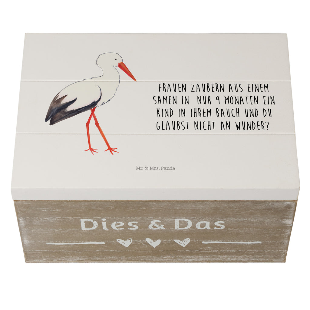 Holzkiste Storch Holzkiste, Kiste, Schatzkiste, Truhe, Schatulle, XXL, Erinnerungsbox, Erinnerungskiste, Dekokiste, Aufbewahrungsbox, Tiermotive, Gute Laune, lustige Sprüche, Tiere, Storch, Störche, Schwangerschaft, Geburt, Mutter, Mütter, Mutter werden, Schwanger, Babybauch, Baby