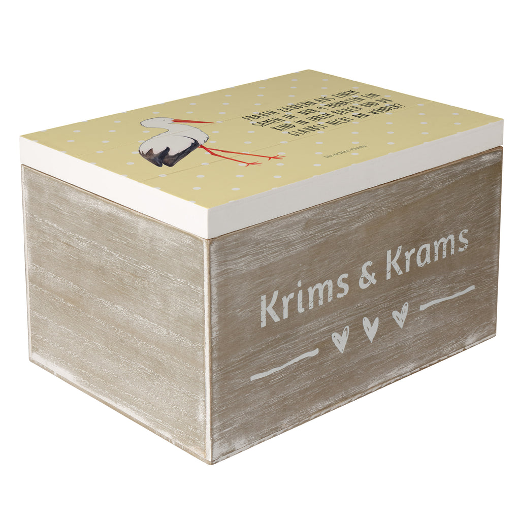Holzkiste Storch Holzkiste, Kiste, Schatzkiste, Truhe, Schatulle, XXL, Erinnerungsbox, Erinnerungskiste, Dekokiste, Aufbewahrungsbox, Tiermotive, Gute Laune, lustige Sprüche, Tiere, Storch, Störche, Schwangerschaft, Geburt, Mutter, Mütter, Mutter werden, Schwanger, Babybauch, Baby