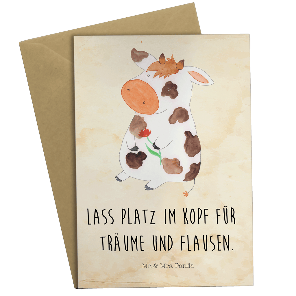 Grußkarte Kuh Klappkarte, Einladungskarte, Glückwunschkarte, Hochzeitskarte, Geburtstagskarte, Karte, Bauernhof, Hoftiere, Landwirt, Landwirtin, Kuh, Kühe, Träume, Flausen, Spruch, Magie, Motivtion, Hof, Milch, Milchkuh