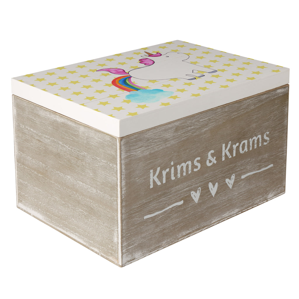 Holzkiste Einhorn Pupsend Holzkiste, Kiste, Schatzkiste, Truhe, Schatulle, XXL, Erinnerungsbox, Erinnerungskiste, Dekokiste, Aufbewahrungsbox, Einhorn, Einhörner, Einhorn Deko, Pegasus, Unicorn, Pups, Regenbogen, Glitzer, Einhornpower, Erwachsenwerden, Spaß, lustig, Freundin