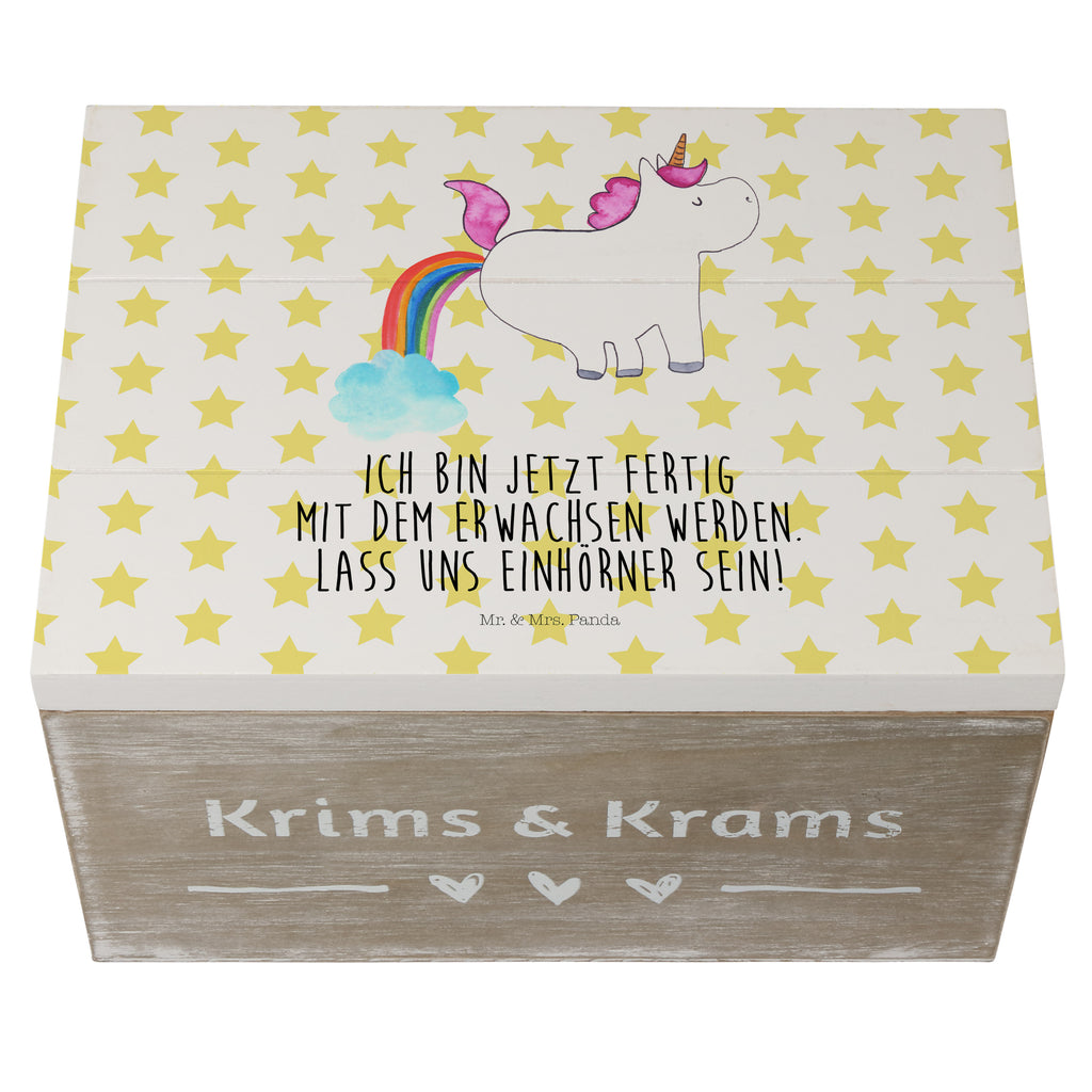 Holzkiste Einhorn Pupsend Holzkiste, Kiste, Schatzkiste, Truhe, Schatulle, XXL, Erinnerungsbox, Erinnerungskiste, Dekokiste, Aufbewahrungsbox, Einhorn, Einhörner, Einhorn Deko, Pegasus, Unicorn, Pups, Regenbogen, Glitzer, Einhornpower, Erwachsenwerden, Spaß, lustig, Freundin