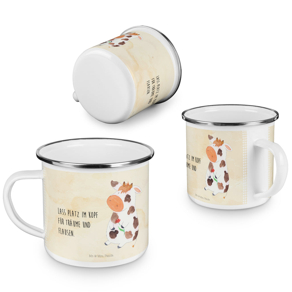 Camping Emaille Tasse Kuh Campingtasse, Trinkbecher, Metalltasse, Outdoor Tasse, Emaille Trinkbecher, Blechtasse Outdoor, Emaille Campingbecher, Edelstahl Trinkbecher, Metalltasse für Camping, Kaffee Blechtasse, Camping Tasse Metall, Bauernhof, Hoftiere, Landwirt, Landwirtin, Kuh, Kühe, Träume, Flausen, Spruch, Magie, Motivtion, Hof, Milch, Milchkuh