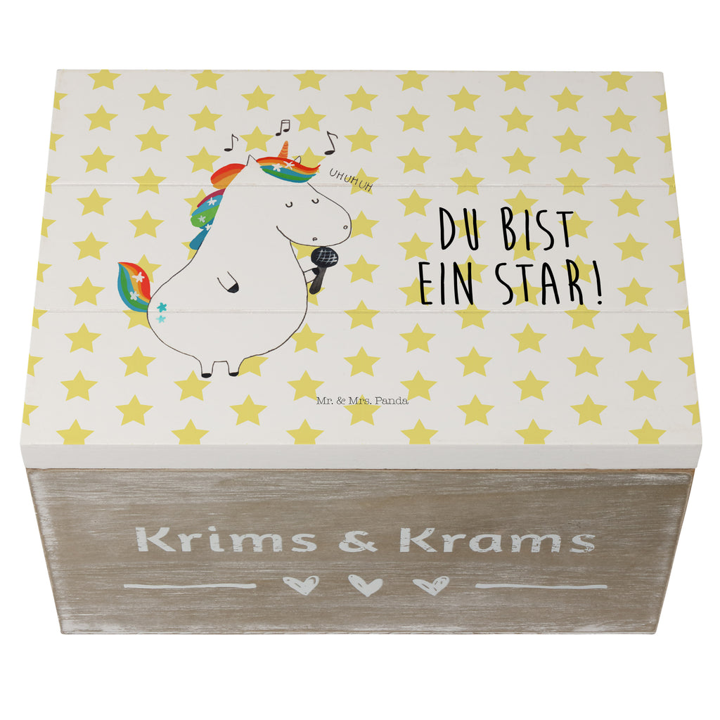 Holzkiste Einhorn Sänger Holzkiste, Kiste, Schatzkiste, Truhe, Schatulle, XXL, Erinnerungsbox, Erinnerungskiste, Dekokiste, Aufbewahrungsbox, Einhorn, Einhörner, Einhorn Deko, Pegasus, Unicorn, Glitzer, Konfetti, Party, Geburtstag, Feier, Fest, Disco, Sängerin, Sänger, Freundin