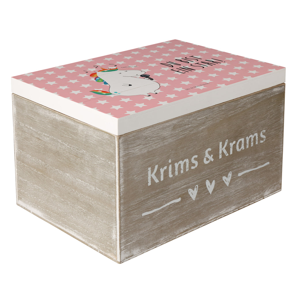 Holzkiste Einhorn Sänger Holzkiste, Kiste, Schatzkiste, Truhe, Schatulle, XXL, Erinnerungsbox, Erinnerungskiste, Dekokiste, Aufbewahrungsbox, Einhorn, Einhörner, Einhorn Deko, Pegasus, Unicorn, Glitzer, Konfetti, Party, Geburtstag, Feier, Fest, Disco, Sängerin, Sänger, Freundin