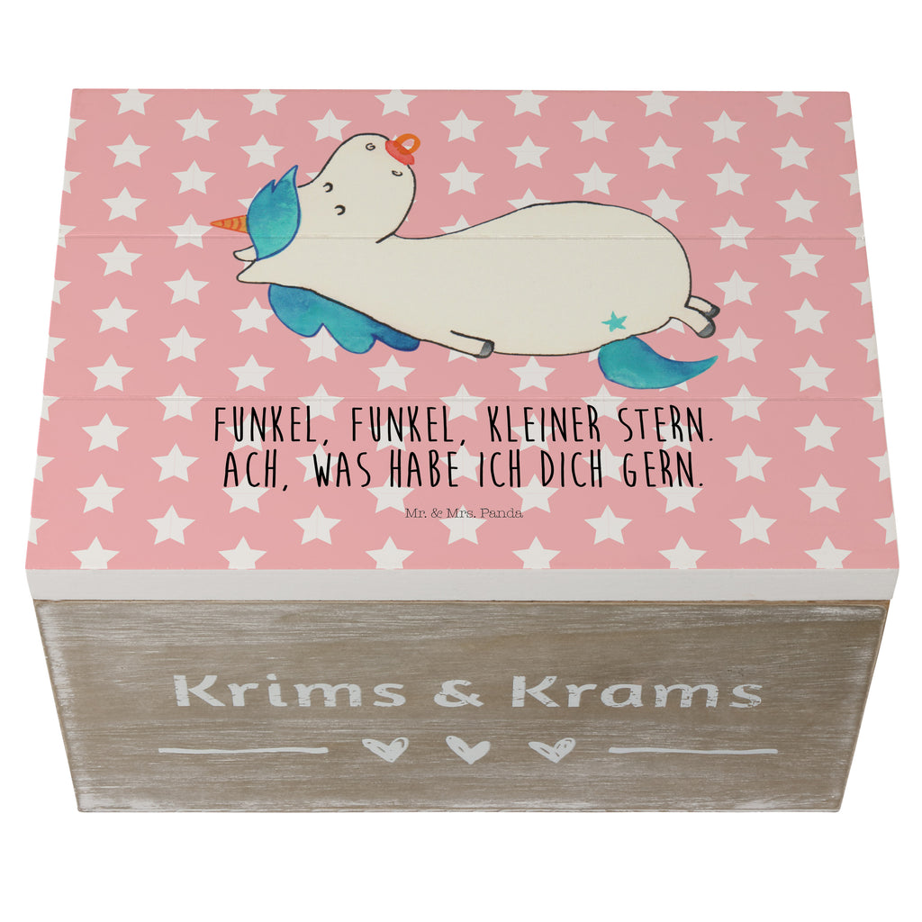 Holzkiste Einhorn Schnullie Holzkiste, Kiste, Schatzkiste, Truhe, Schatulle, XXL, Erinnerungsbox, Erinnerungskiste, Dekokiste, Aufbewahrungsbox, Einhorn, Einhörner, Einhorn Deko, Pegasus, Unicorn, Baby, Kleinkind, Geburt, Geburtstag, Säugling, Schnuller, Geschenk Geburt, Mutter, Mama