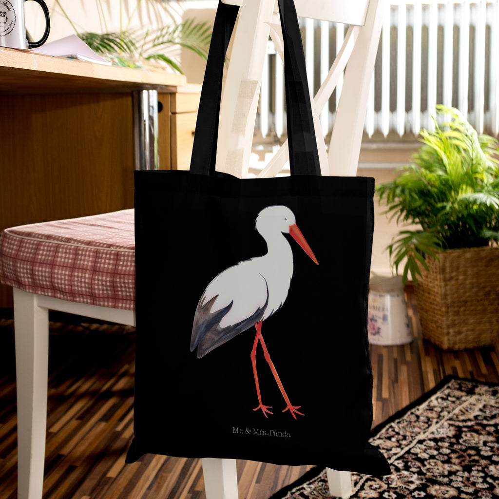 Tragetasche Storch Beuteltasche, Beutel, Einkaufstasche, Jutebeutel, Stoffbeutel, Tiermotive, Gute Laune, lustige Sprüche, Tiere, Storch, Störche, Schwangerschaft, Geburt, Mutter, Mütter, Mutter werden, Schwanger, Babybauch, Baby