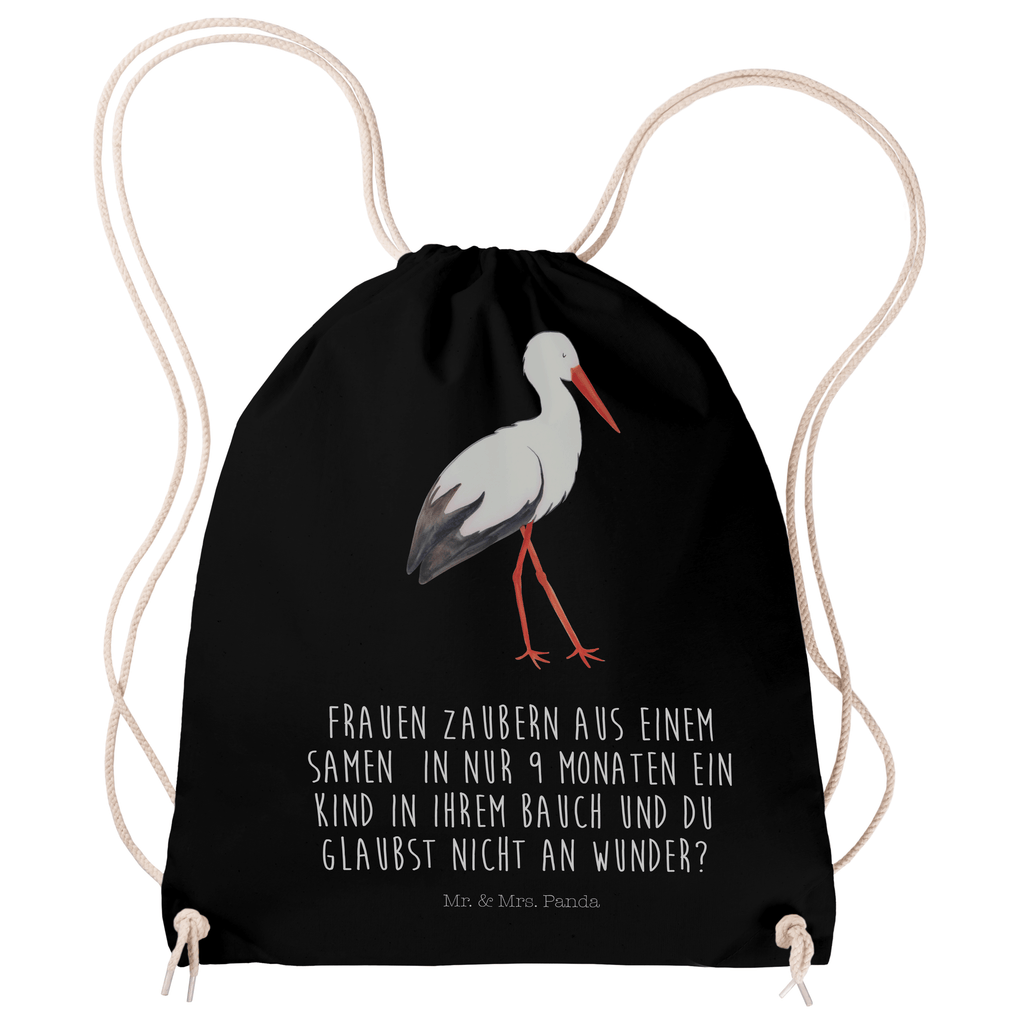 Sportbeutel Storch Turnbeutel, Beutel, Sporttasche, Tasche, Stoffbeutel, Tiermotive, Gute Laune, lustige Sprüche, Tiere, Storch, Störche, Schwangerschaft, Geburt, Mutter, Mütter, Mutter werden, Schwanger, Babybauch, Baby