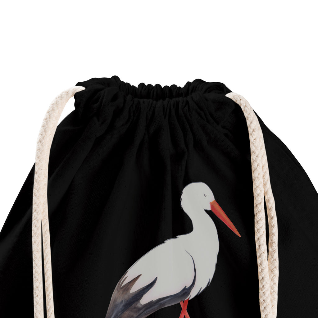 Sportbeutel Storch Turnbeutel, Beutel, Sporttasche, Tasche, Stoffbeutel, Tiermotive, Gute Laune, lustige Sprüche, Tiere, Storch, Störche, Schwangerschaft, Geburt, Mutter, Mütter, Mutter werden, Schwanger, Babybauch, Baby