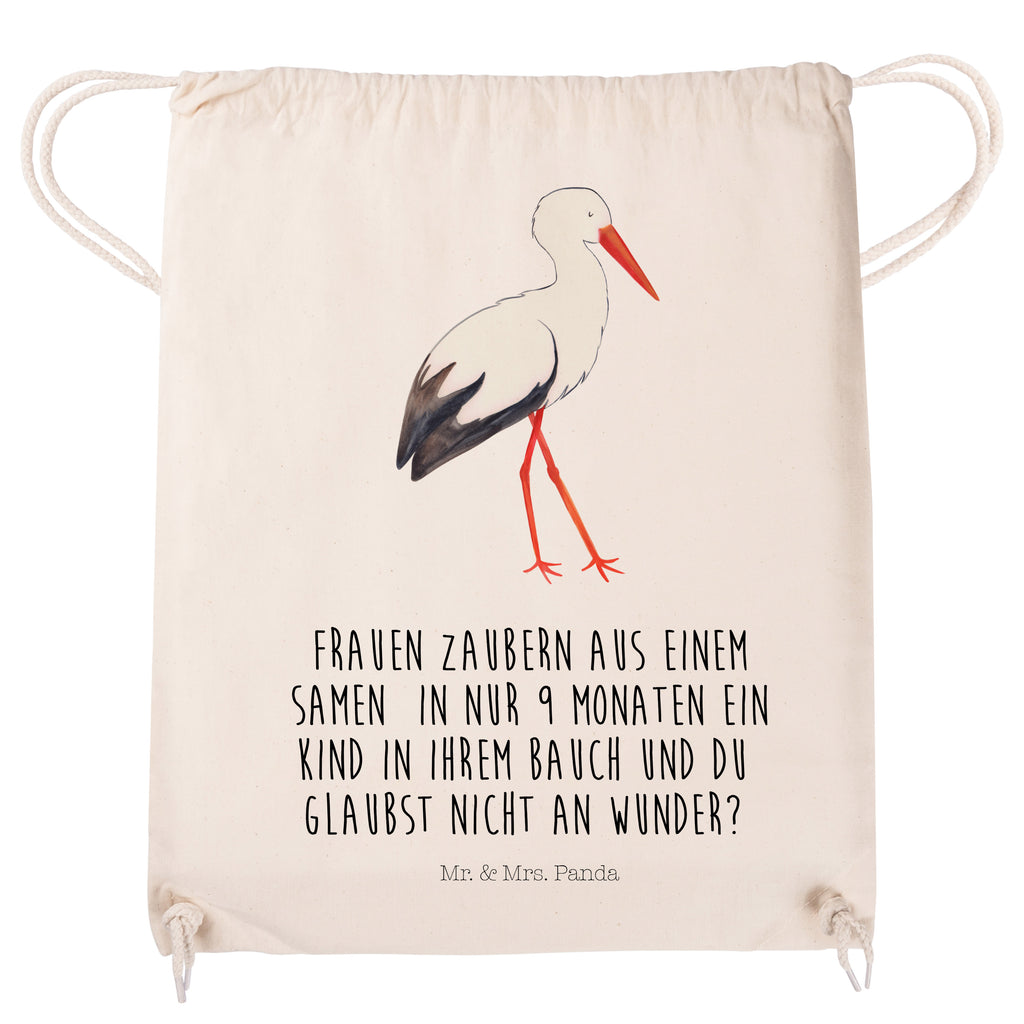 Sportbeutel Storch Turnbeutel, Beutel, Sporttasche, Tasche, Stoffbeutel, Tiermotive, Gute Laune, lustige Sprüche, Tiere, Storch, Störche, Schwangerschaft, Geburt, Mutter, Mütter, Mutter werden, Schwanger, Babybauch, Baby