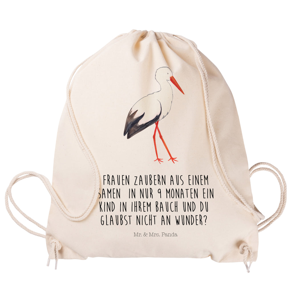 Sportbeutel Storch Turnbeutel, Beutel, Sporttasche, Tasche, Stoffbeutel, Tiermotive, Gute Laune, lustige Sprüche, Tiere, Storch, Störche, Schwangerschaft, Geburt, Mutter, Mütter, Mutter werden, Schwanger, Babybauch, Baby