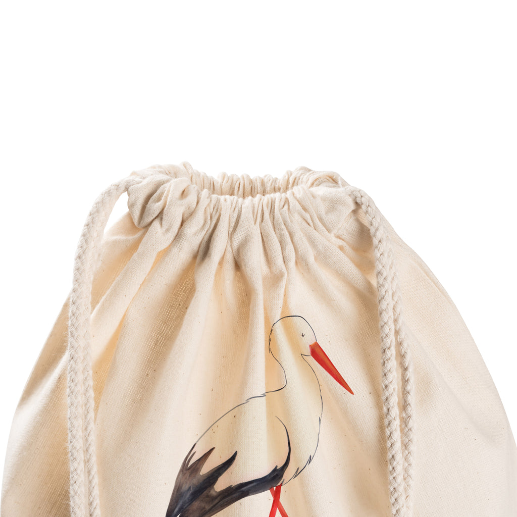 Sportbeutel Storch Turnbeutel, Beutel, Sporttasche, Tasche, Stoffbeutel, Tiermotive, Gute Laune, lustige Sprüche, Tiere, Storch, Störche, Schwangerschaft, Geburt, Mutter, Mütter, Mutter werden, Schwanger, Babybauch, Baby