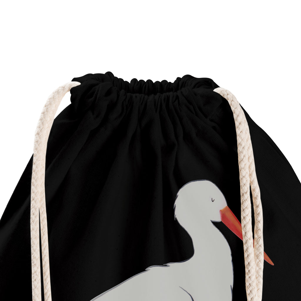 Sportbeutel Storch Turnbeutel, Beutel, Sporttasche, Tasche, Stoffbeutel, Tiermotive, Gute Laune, lustige Sprüche, Tiere, Storch, Störche, Schwangerschaft, Geburt, Mutter, Mütter, Mutter werden, Schwanger, Babybauch, Baby