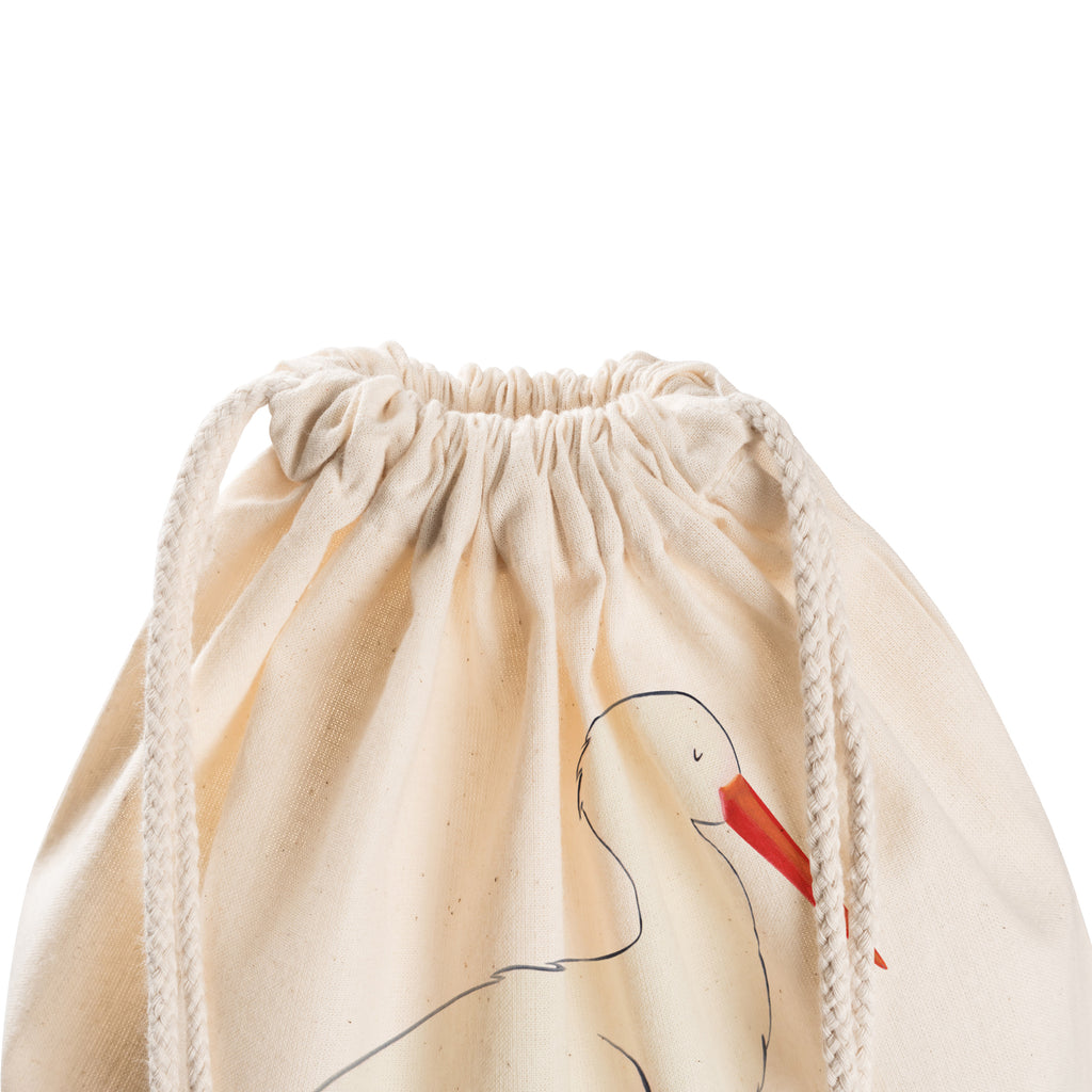 Sportbeutel Storch Turnbeutel, Beutel, Sporttasche, Tasche, Stoffbeutel, Tiermotive, Gute Laune, lustige Sprüche, Tiere, Storch, Störche, Schwangerschaft, Geburt, Mutter, Mütter, Mutter werden, Schwanger, Babybauch, Baby