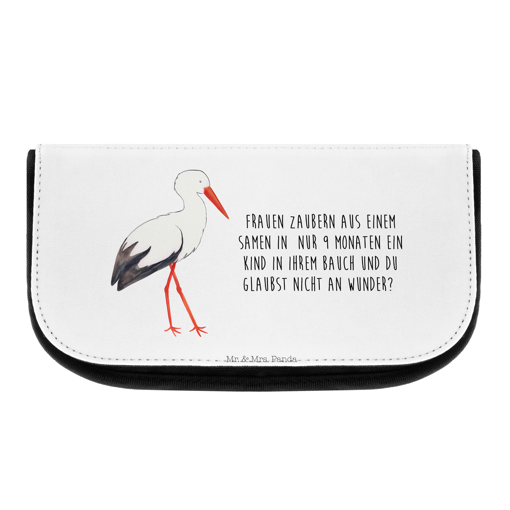 Kosmetiktasche Storch Kosmetikbeutel, Kulturtasche, Kulturbeutel, Schminktasche, Make-Up Tasche, Tiermotive, Gute Laune, lustige Sprüche, Tiere, Storch, Störche, Schwangerschaft, Geburt, Mutter, Mütter, Mutter werden, Schwanger, Babybauch, Baby