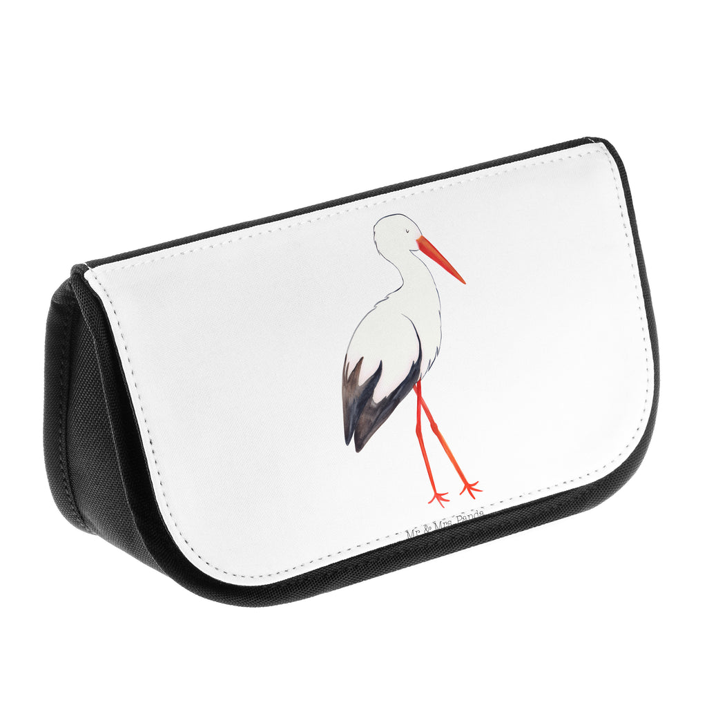 Kosmetiktasche Storch Kosmetikbeutel, Kulturtasche, Kulturbeutel, Schminktasche, Make-Up Tasche, Tiermotive, Gute Laune, lustige Sprüche, Tiere, Storch, Störche, Schwangerschaft, Geburt, Mutter, Mütter, Mutter werden, Schwanger, Babybauch, Baby