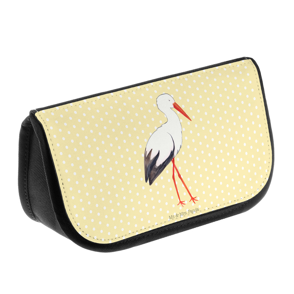Kosmetiktasche Storch Kosmetikbeutel, Kulturtasche, Kulturbeutel, Schminktasche, Make-Up Tasche, Tiermotive, Gute Laune, lustige Sprüche, Tiere, Storch, Störche, Schwangerschaft, Geburt, Mutter, Mütter, Mutter werden, Schwanger, Babybauch, Baby