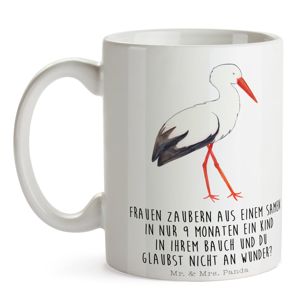 Tasse Storch Storch, Störche, Schwangerschaft, Geburt, Mutter, Mütter, Mutter werden, Schwanger, Babybauch, Baby	 Becher, Kaffeetasse, Kaffeebecher, Tee, Frühstück, Büro  süße Tiermotive, gute Laune, lustige Sprüche, Tiere