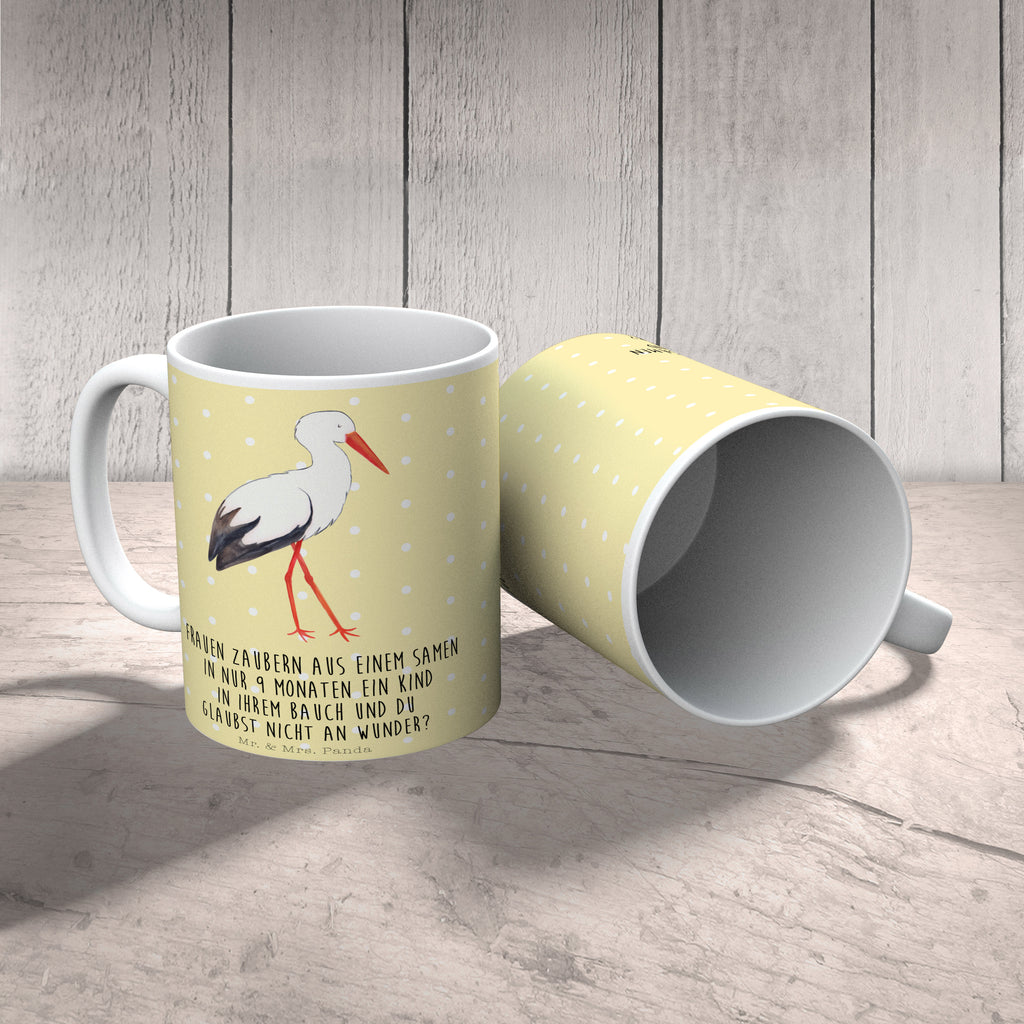 Tasse Storch Storch, Störche, Schwangerschaft, Geburt, Mutter, Mütter, Mutter werden, Schwanger, Babybauch, Baby	 Becher, Kaffeetasse, Kaffeebecher, Tee, Frühstück, Büro  süße Tiermotive, gute Laune, lustige Sprüche, Tiere