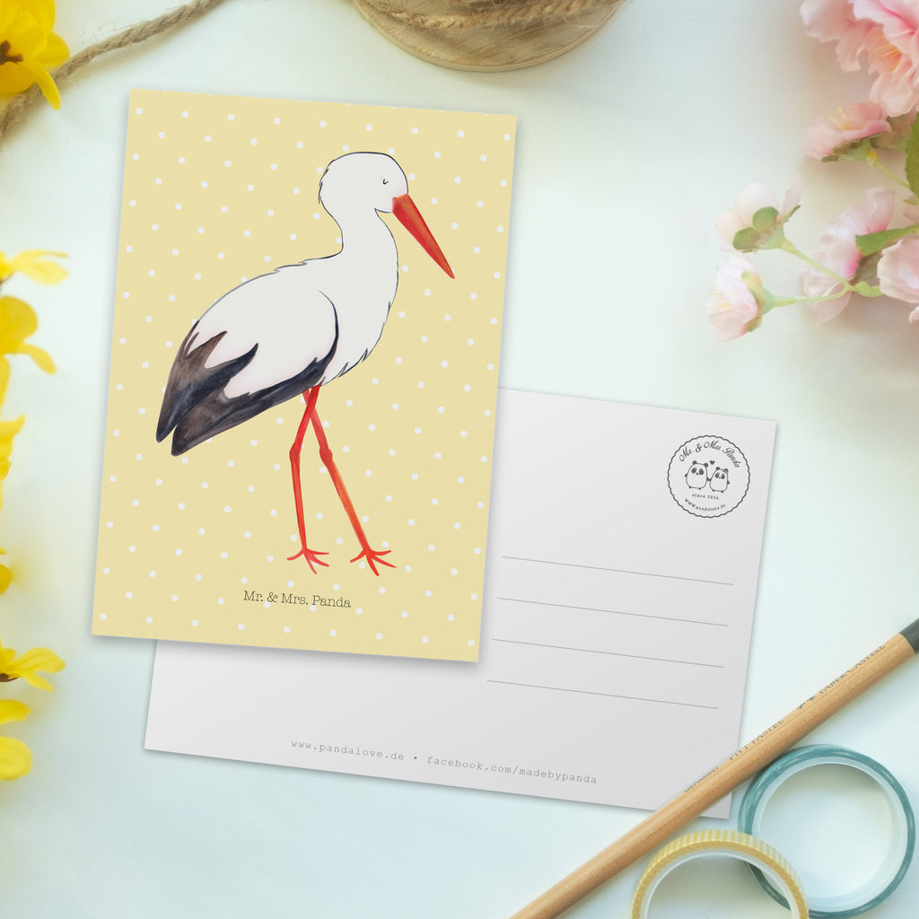 Postkarte Storch Geschenkkarte, Grußkarte, Karte, Einladung, Ansichtskarte, Geburtstagskarte, Einladungskarte, Dankeskarte, Tiermotive, Gute Laune, lustige Sprüche, Tiere, Storch, Störche, Schwangerschaft, Geburt, Mutter, Mütter, Mutter werden, Schwanger, Babybauch, Baby
