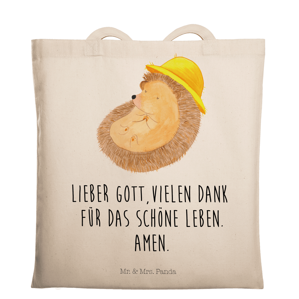 Tragetasche Igel betet Beuteltasche, Beutel, Einkaufstasche, Jutebeutel, Stoffbeutel, Tiermotive, Gute Laune, lustige Sprüche, Tiere, Igel, Igel mit Hut, Sonnenhut, Gott, Amen, beten, Leben, Dankbarkeit, Dankbar sein, dankbar, genießen