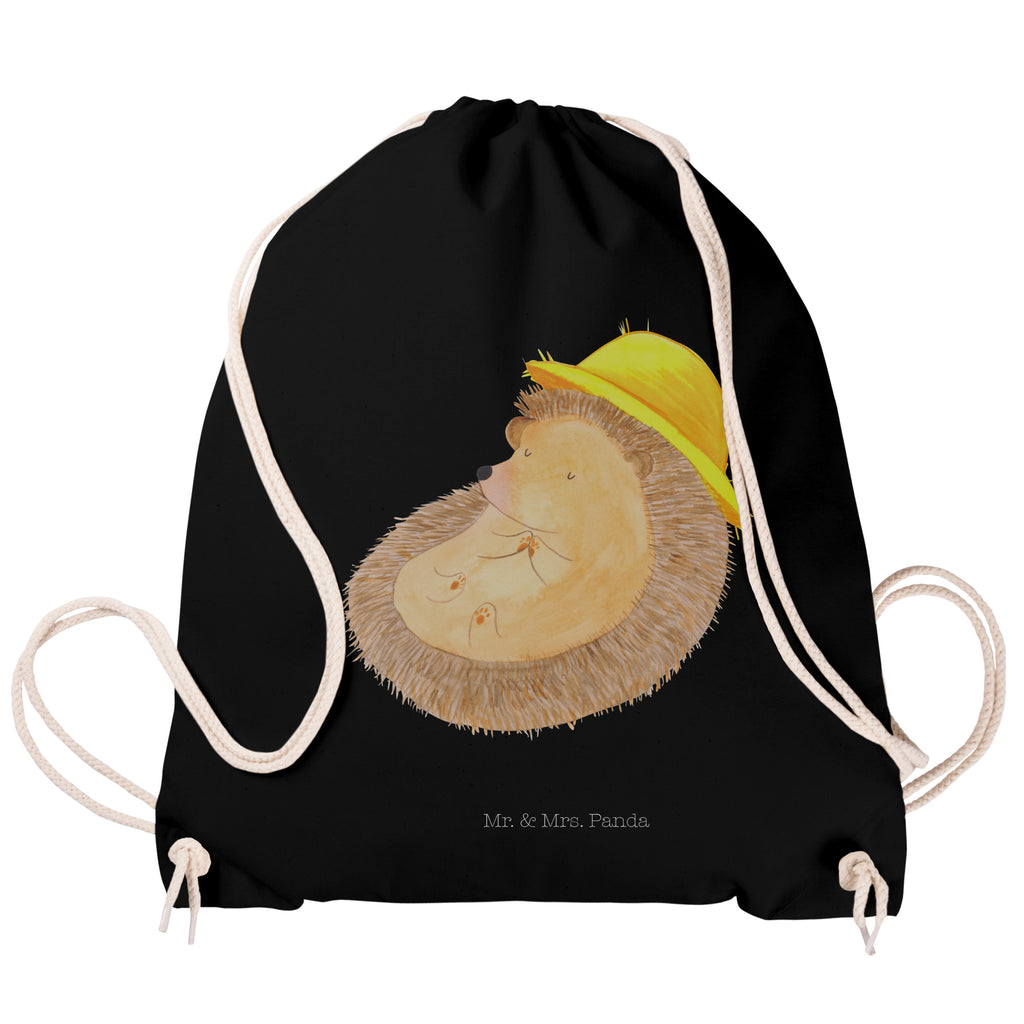 Sportbeutel Igel betet Turnbeutel, Beutel, Sporttasche, Tasche, Stoffbeutel, Tiermotive, Gute Laune, lustige Sprüche, Tiere, Igel, Igel mit Hut, Sonnenhut, Gott, Amen, beten, Leben, Dankbarkeit, Dankbar sein, dankbar, genießen