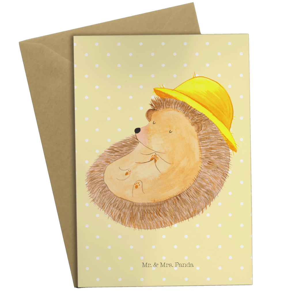 Grußkarte Igel betet Klappkarte, Einladungskarte, Glückwunschkarte, Hochzeitskarte, Geburtstagskarte, Karte, Tiermotive, Gute Laune, lustige Sprüche, Tiere, Igel, Igel mit Hut, Sonnenhut, Gott, Amen, beten, Leben, Dankbarkeit, Dankbar sein, dankbar, genießen