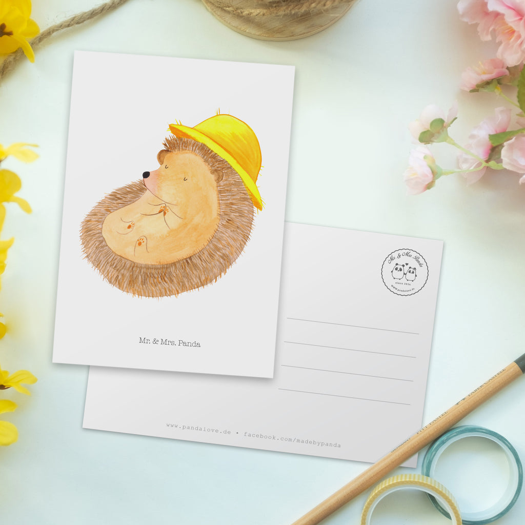 Postkarte Igel betet Geschenkkarte, Grußkarte, Karte, Einladung, Ansichtskarte, Geburtstagskarte, Einladungskarte, Dankeskarte, Tiermotive, Gute Laune, lustige Sprüche, Tiere, Igel, Igel mit Hut, Sonnenhut, Gott, Amen, beten, Leben, Dankbarkeit, Dankbar sein, dankbar, genießen