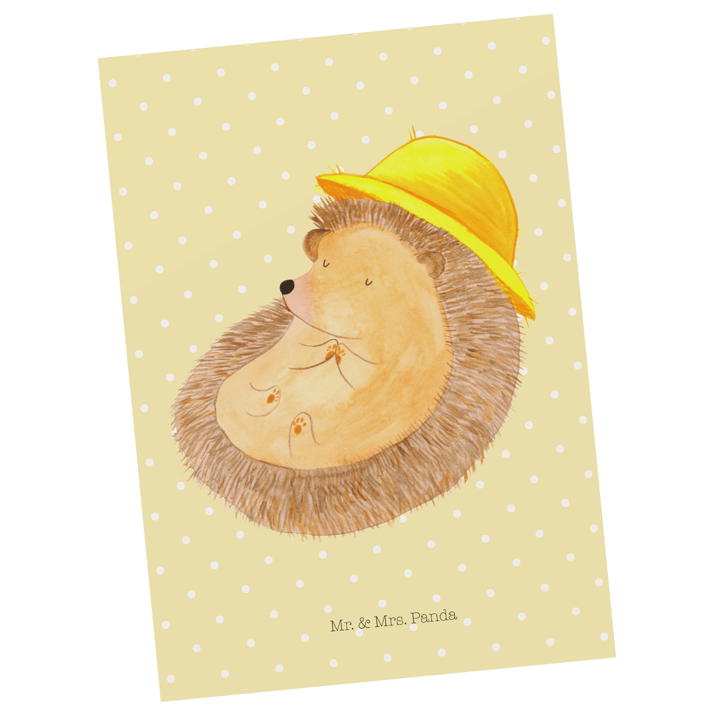 Postkarte Igel betet Geschenkkarte, Grußkarte, Karte, Einladung, Ansichtskarte, Geburtstagskarte, Einladungskarte, Dankeskarte, Tiermotive, Gute Laune, lustige Sprüche, Tiere, Igel, Igel mit Hut, Sonnenhut, Gott, Amen, beten, Leben, Dankbarkeit, Dankbar sein, dankbar, genießen