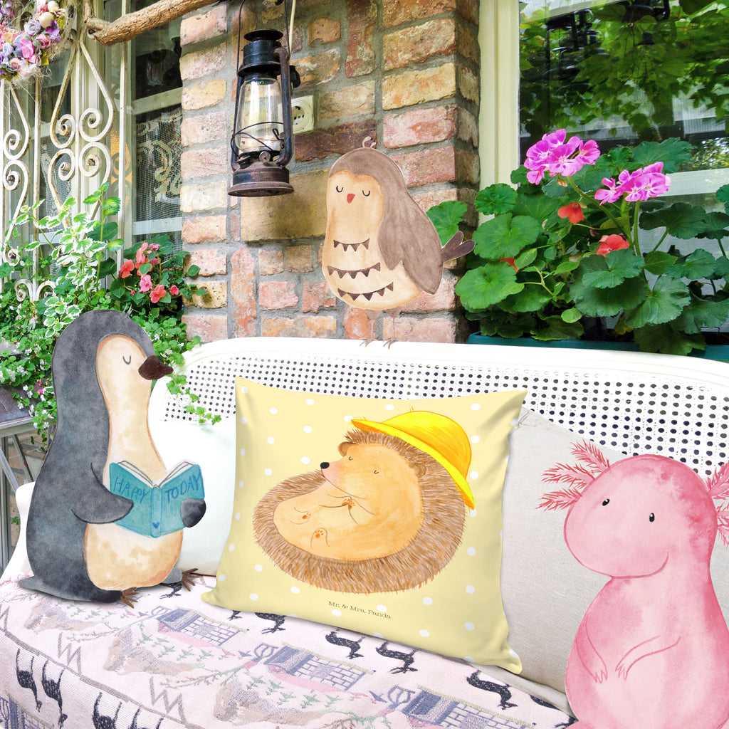 40x40 Kissen Igel betet Kissenhülle, Kopfkissen, Sofakissen, Dekokissen, Motivkissen, Tiermotive, Gute Laune, lustige Sprüche, Tiere, Igel, Igel mit Hut, Sonnenhut, Gott, Amen, beten, Leben, Dankbarkeit, Dankbar sein, dankbar, genießen