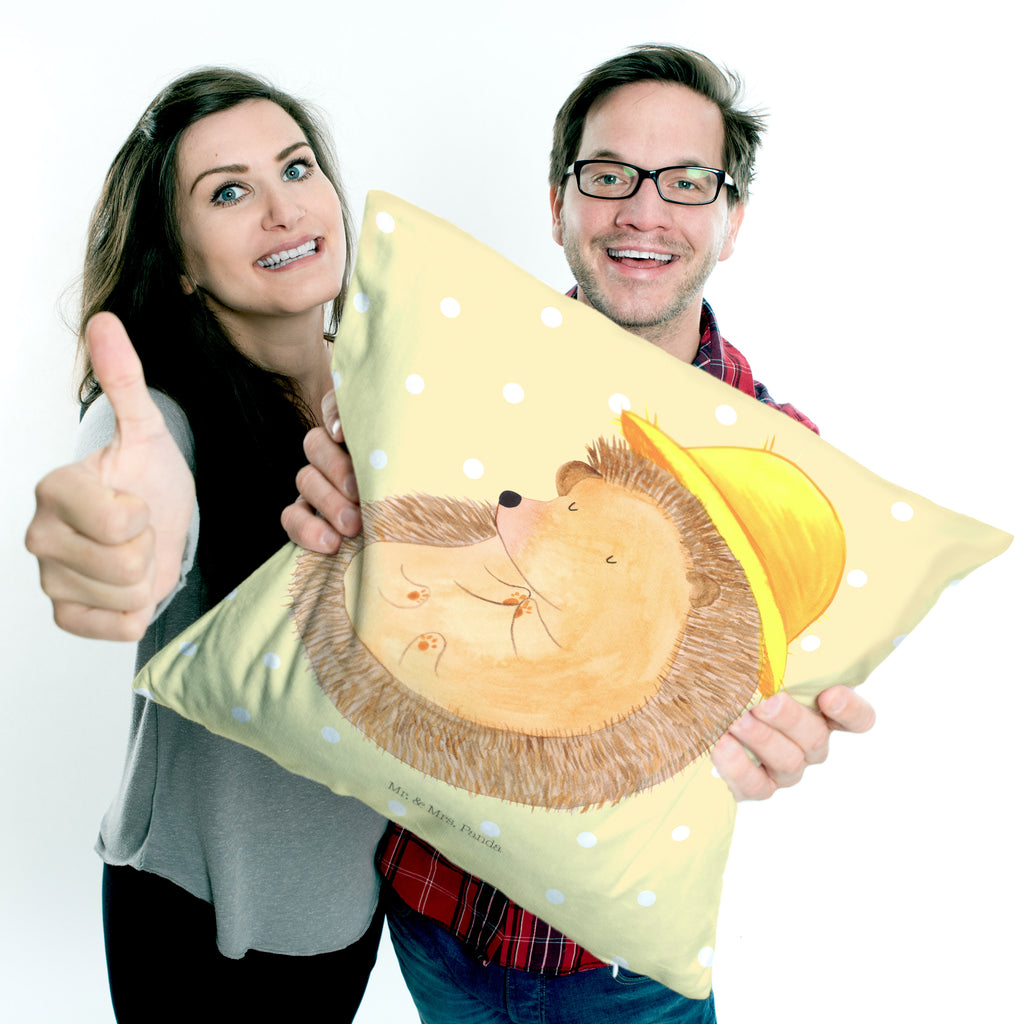 40x40 Kissen Igel betet Kissenhülle, Kopfkissen, Sofakissen, Dekokissen, Motivkissen, Tiermotive, Gute Laune, lustige Sprüche, Tiere, Igel, Igel mit Hut, Sonnenhut, Gott, Amen, beten, Leben, Dankbarkeit, Dankbar sein, dankbar, genießen
