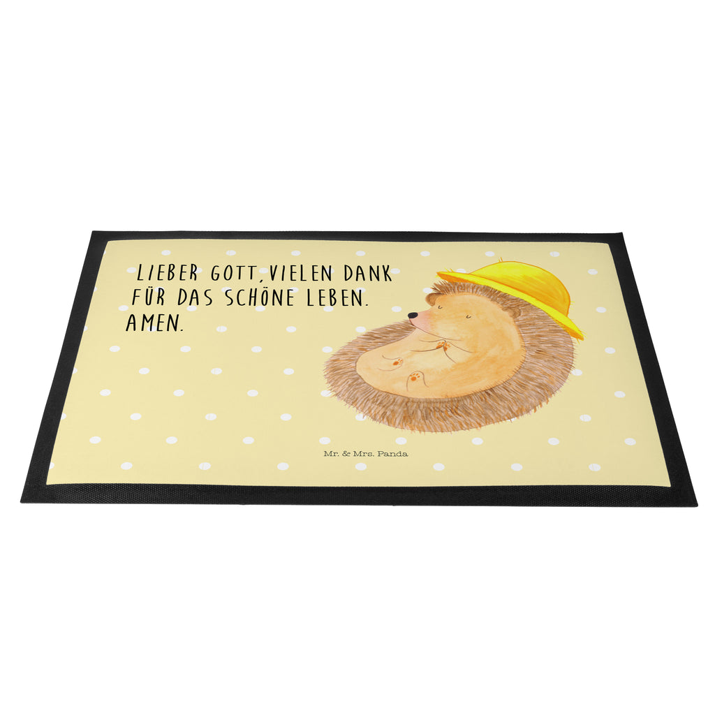 Fußmatte Igel betet Igel, Igel mit Hut, Sonnenhut, Gott, Amen, beten, Leben, Dankbarkeit, Dankbar sein, dankbar, genießen Türvorleger, Schmutzmatte, Fußabtreter, Matte, Schmutzfänger, Fußabstreifer, Schmutzfangmatte, Türmatte, Motivfußmatte,  Haustürmatte, Vorleger  süße Tiermotive, gute Laune, lustige Sprüche, Tiere