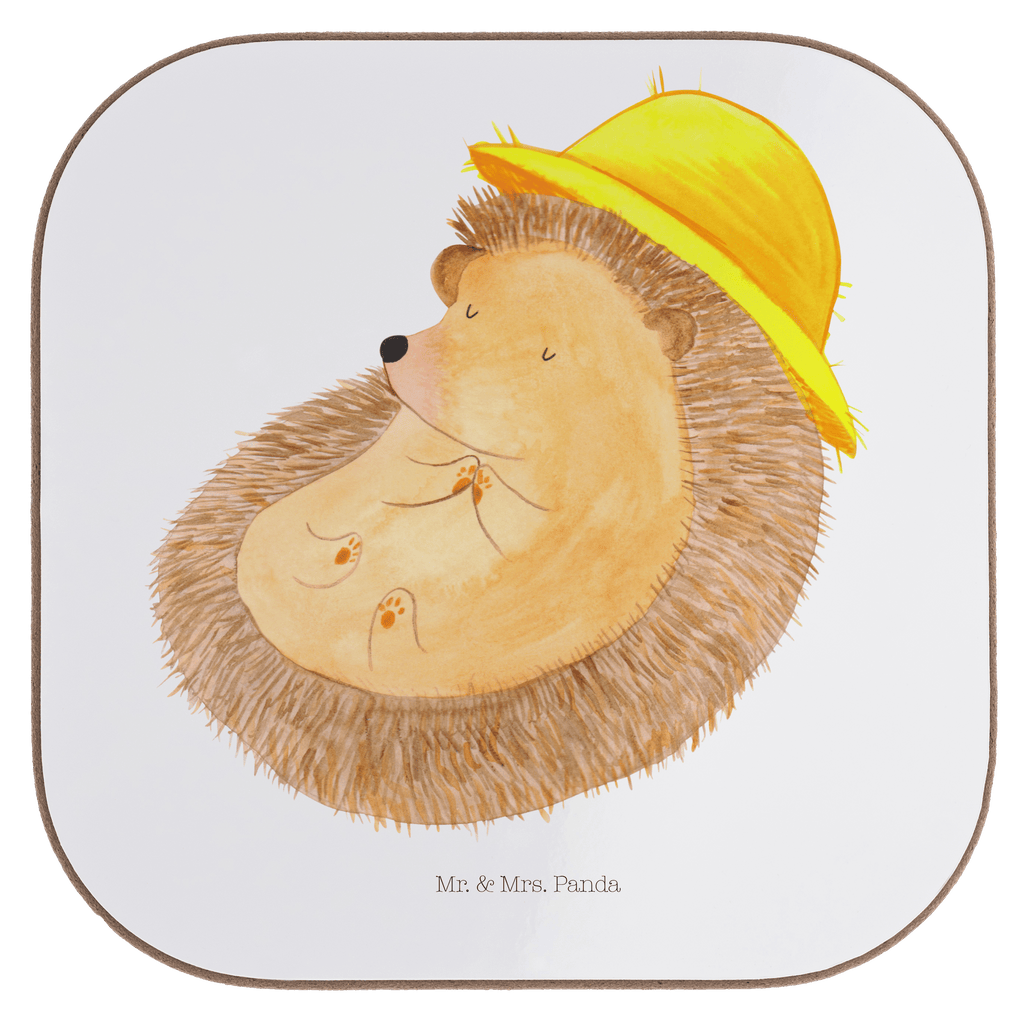 Quadratische Untersetzer Igel betet Bierdeckel, Glasuntersetzer, Untersetzer Gläser, Getränkeuntersetzer, Tiermotive, Gute Laune, lustige Sprüche, Tiere, Igel, Igel mit Hut, Sonnenhut, Gott, Amen, beten, Leben, Dankbarkeit, Dankbar sein, dankbar, genießen