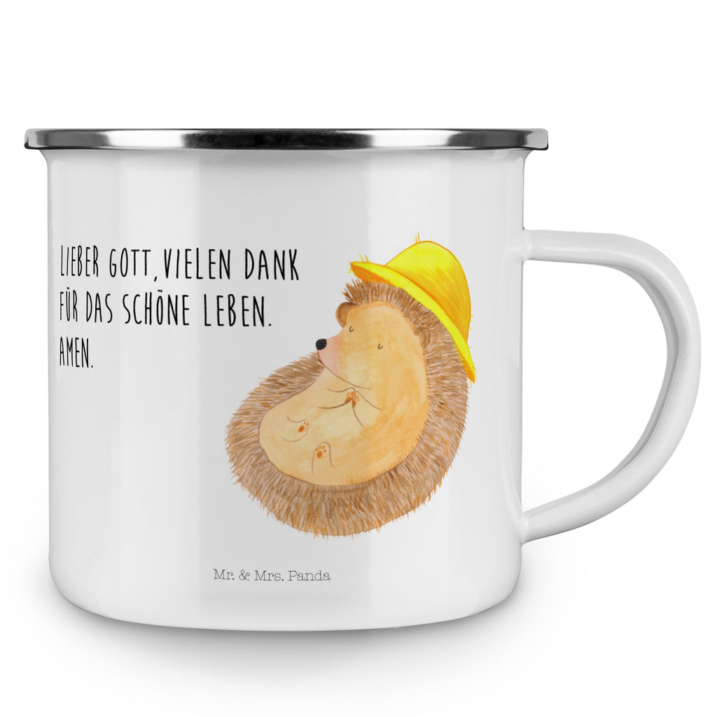 Camping Emaille Tasse Igel betet Campingtasse, Trinkbecher, Metalltasse, Outdoor Tasse, Emaille Trinkbecher, Blechtasse Outdoor, Emaille Campingbecher, Edelstahl Trinkbecher, Metalltasse für Camping, Kaffee Blechtasse, Camping Tasse Metall, Tiermotive, Gute Laune, lustige Sprüche, Tiere, Igel, Igel mit Hut, Sonnenhut, Gott, Amen, beten, Leben, Dankbarkeit, Dankbar sein, dankbar, genießen