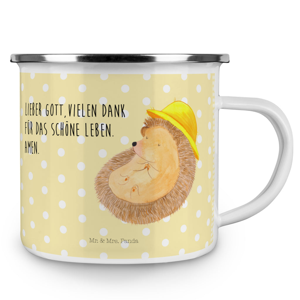 Camping Emaille Tasse Igel betet Campingtasse, Trinkbecher, Metalltasse, Outdoor Tasse, Emaille Trinkbecher, Blechtasse Outdoor, Emaille Campingbecher, Edelstahl Trinkbecher, Metalltasse für Camping, Kaffee Blechtasse, Camping Tasse Metall, Tiermotive, Gute Laune, lustige Sprüche, Tiere, Igel, Igel mit Hut, Sonnenhut, Gott, Amen, beten, Leben, Dankbarkeit, Dankbar sein, dankbar, genießen
