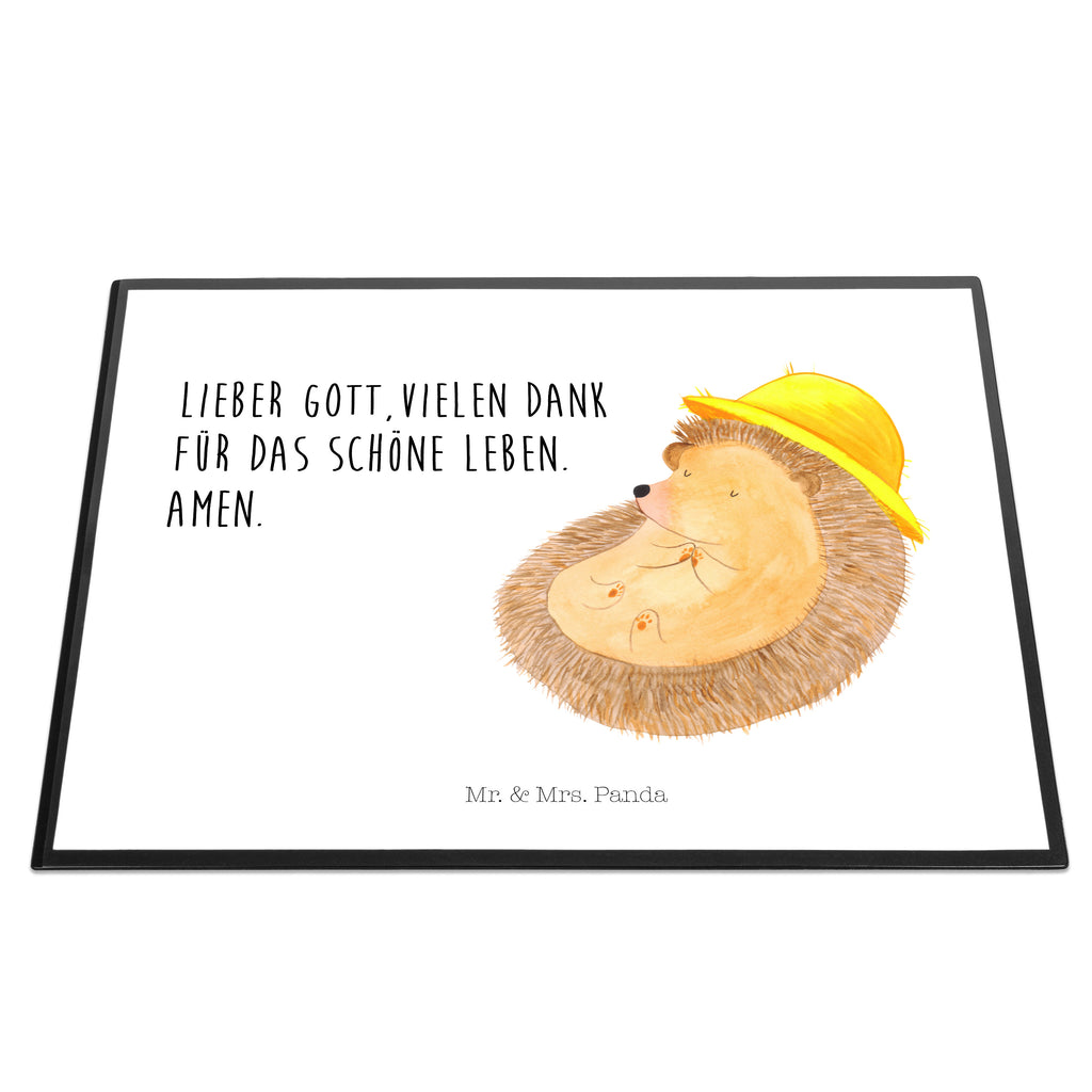 Schreibtischunterlage Igel betet Schreibunterlage, Schreibtischauflage, Bürobedarf, Büroartikel, Schreibwaren, Schreibtisch Unterlagen, Schreibtischunterlage Groß, Tiermotive, Gute Laune, lustige Sprüche, Tiere, Igel, Igel mit Hut, Sonnenhut, Gott, Amen, beten, Leben, Dankbarkeit, Dankbar sein, dankbar, genießen