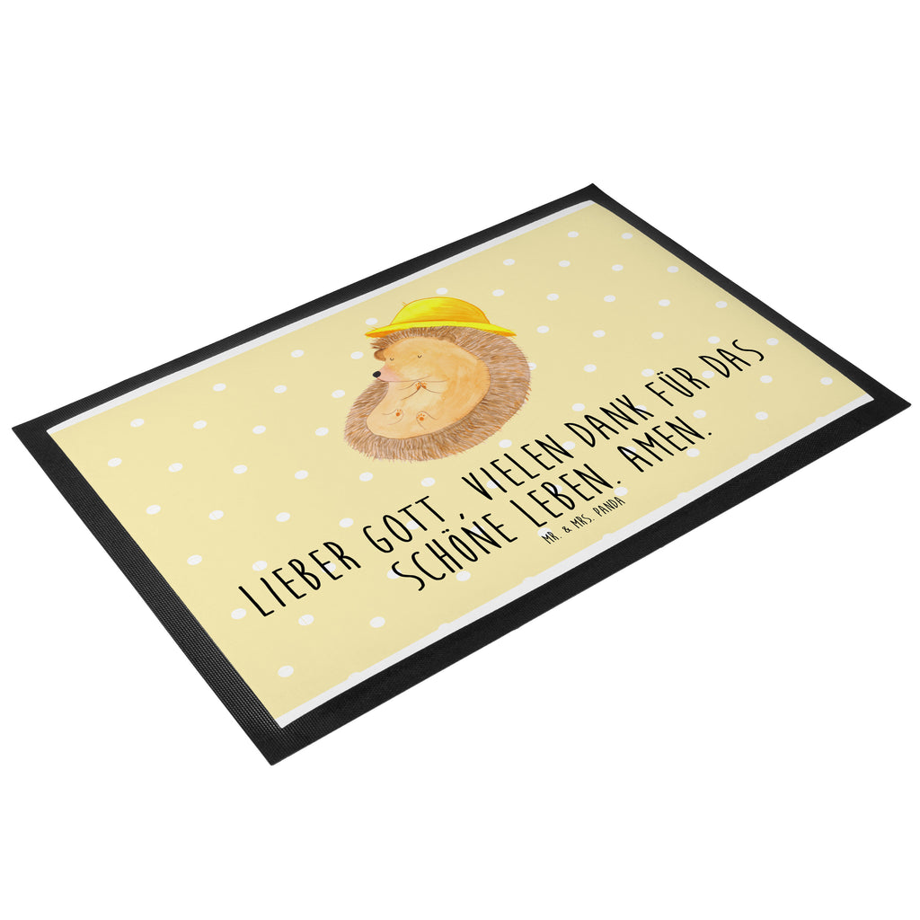 Fußmatte Igel betet Igel, Igel mit Hut, Sonnenhut, Gott, Amen, beten, Leben, Dankbarkeit, Dankbar sein, dankbar, genießen Türvorleger, Schmutzmatte, Fußabtreter, Matte, Schmutzfänger, Fußabstreifer, Schmutzfangmatte, Türmatte, Motivfußmatte,  Haustürmatte, Vorleger  süße Tiermotive, gute Laune, lustige Sprüche, Tiere