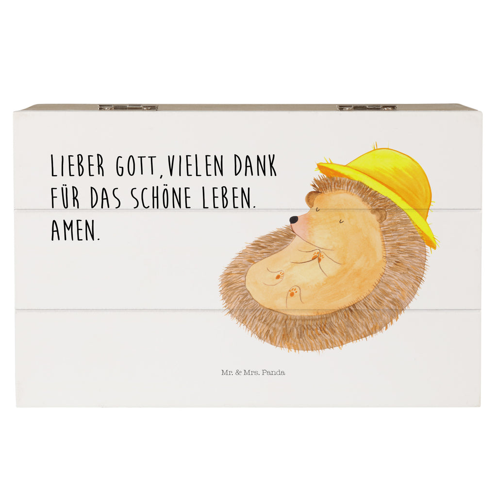Holzkiste Igel betet Holzkiste, Kiste, Schatzkiste, Truhe, Schatulle, XXL, Erinnerungsbox, Erinnerungskiste, Dekokiste, Aufbewahrungsbox, Tiermotive, Gute Laune, lustige Sprüche, Tiere, Igel, Igel mit Hut, Sonnenhut, Gott, Amen, beten, Leben, Dankbarkeit, Dankbar sein, dankbar, genießen