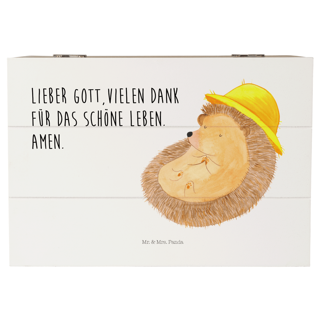 Holzkiste Igel betet Holzkiste, Kiste, Schatzkiste, Truhe, Schatulle, XXL, Erinnerungsbox, Erinnerungskiste, Dekokiste, Aufbewahrungsbox, Tiermotive, Gute Laune, lustige Sprüche, Tiere, Igel, Igel mit Hut, Sonnenhut, Gott, Amen, beten, Leben, Dankbarkeit, Dankbar sein, dankbar, genießen