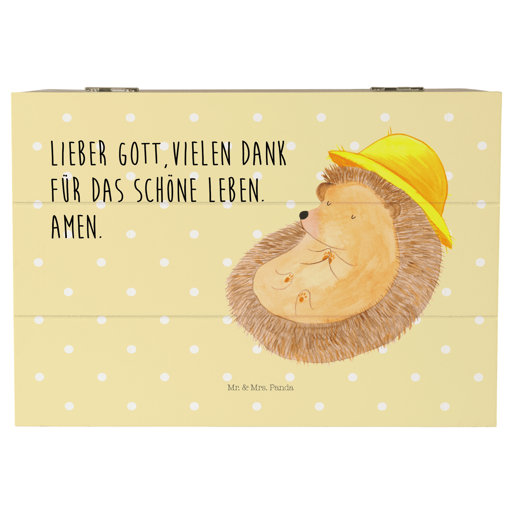 Holzkiste Igel betet Holzkiste, Kiste, Schatzkiste, Truhe, Schatulle, XXL, Erinnerungsbox, Erinnerungskiste, Dekokiste, Aufbewahrungsbox, Tiermotive, Gute Laune, lustige Sprüche, Tiere, Igel, Igel mit Hut, Sonnenhut, Gott, Amen, beten, Leben, Dankbarkeit, Dankbar sein, dankbar, genießen