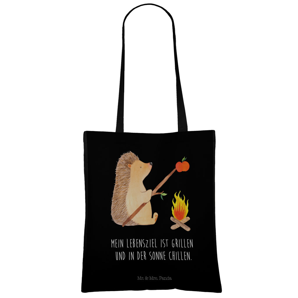 Tragetasche Igel grillt Beuteltasche, Beutel, Einkaufstasche, Jutebeutel, Stoffbeutel, Tiermotive, Gute Laune, lustige Sprüche, Tiere, Igel, Grillen, Ziele, Motivation, arbeitslos, Sinn des Lebens, Spruch