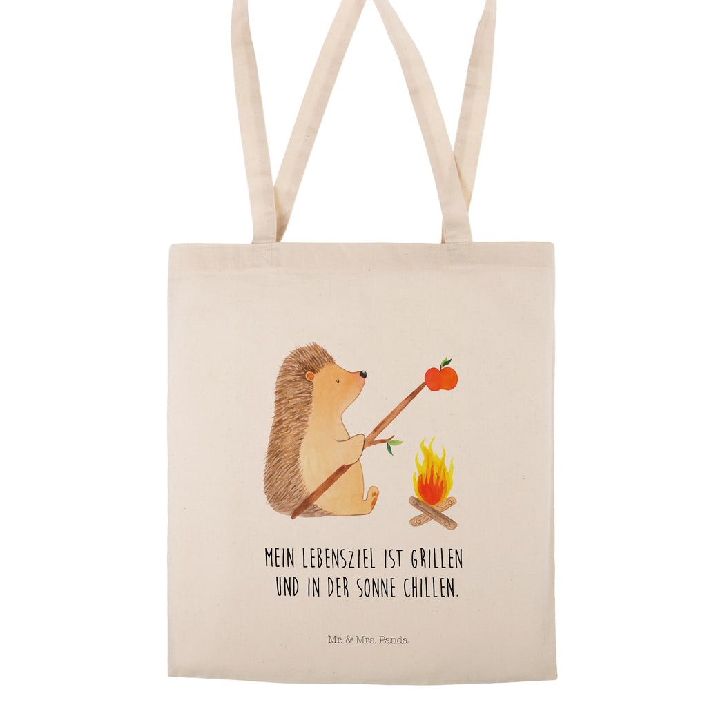 Tragetasche Igel grillt Beuteltasche, Beutel, Einkaufstasche, Jutebeutel, Stoffbeutel, Tiermotive, Gute Laune, lustige Sprüche, Tiere, Igel, Grillen, Ziele, Motivation, arbeitslos, Sinn des Lebens, Spruch