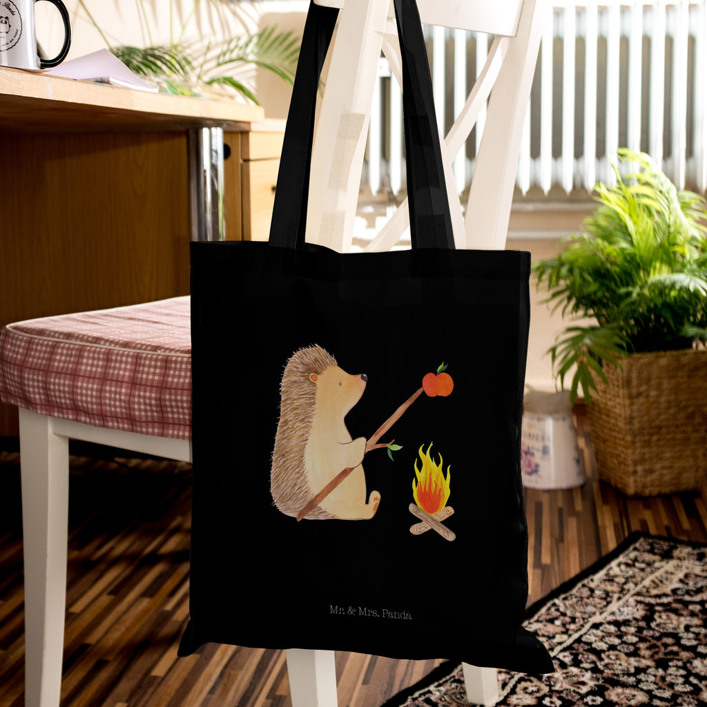 Tragetasche Igel grillt Beuteltasche, Beutel, Einkaufstasche, Jutebeutel, Stoffbeutel, Tiermotive, Gute Laune, lustige Sprüche, Tiere, Igel, Grillen, Ziele, Motivation, arbeitslos, Sinn des Lebens, Spruch
