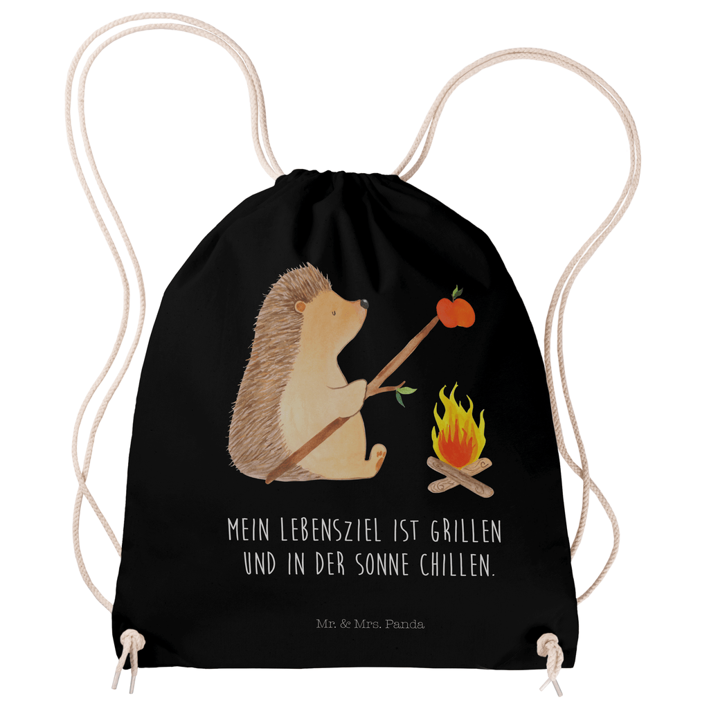 Sportbeutel Igel grillt Turnbeutel, Beutel, Sporttasche, Tasche, Stoffbeutel, Tiermotive, Gute Laune, lustige Sprüche, Tiere, Igel, Grillen, Ziele, Motivation, arbeitslos, Sinn des Lebens, Spruch