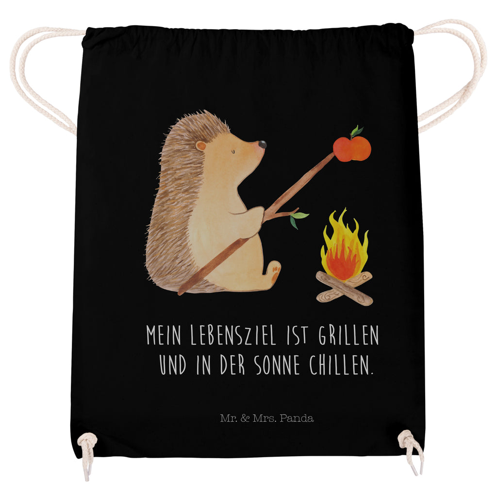 Sportbeutel Igel grillt Turnbeutel, Beutel, Sporttasche, Tasche, Stoffbeutel, Tiermotive, Gute Laune, lustige Sprüche, Tiere, Igel, Grillen, Ziele, Motivation, arbeitslos, Sinn des Lebens, Spruch
