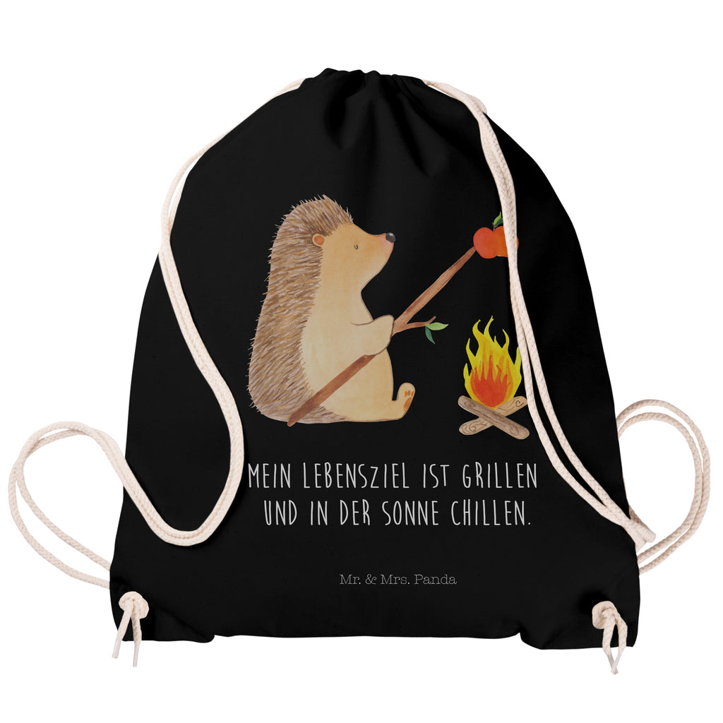 Sportbeutel Igel grillt Turnbeutel, Beutel, Sporttasche, Tasche, Stoffbeutel, Tiermotive, Gute Laune, lustige Sprüche, Tiere, Igel, Grillen, Ziele, Motivation, arbeitslos, Sinn des Lebens, Spruch